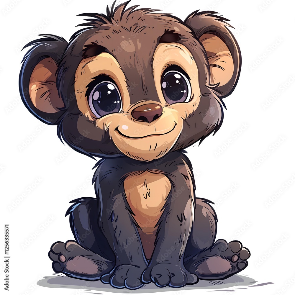 Fototapeta premium Cheerful Baboon drawing, perfect for stickers.