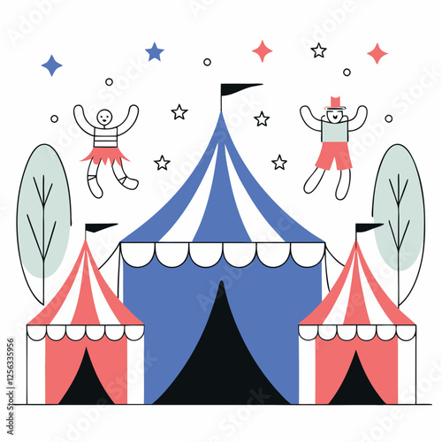 Minimalist Illustration of a Circus