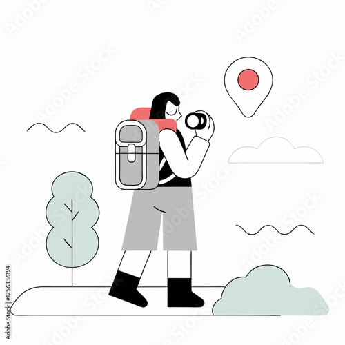 Minimalist Illustration of a Tourist