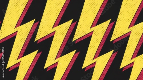 Wallpaper Mural A vibrant pattern featuring alternating yellow and red lightning bolts on a black background, creating a dynamic and energetic visual effect. Torontodigital.ca
