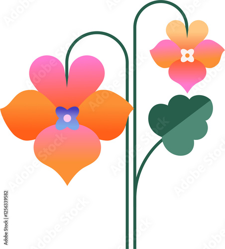 Colorful abstract geometric flower in Nordic folk style