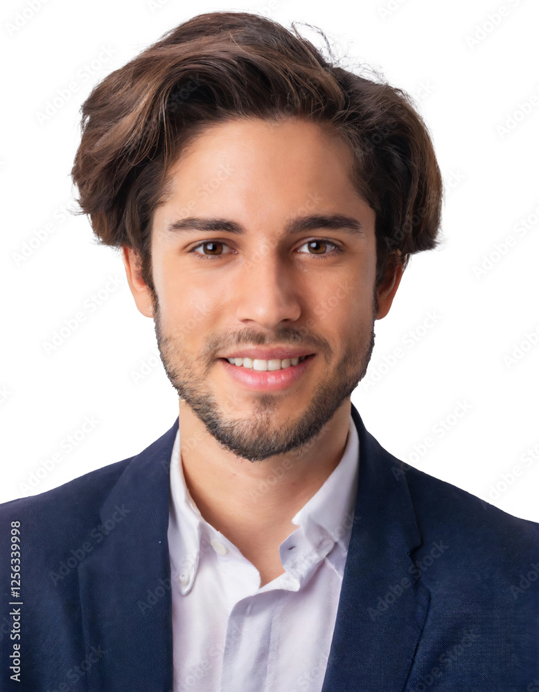 Portrait of only one Man. White Background. Portrait of only one Man. White Background.