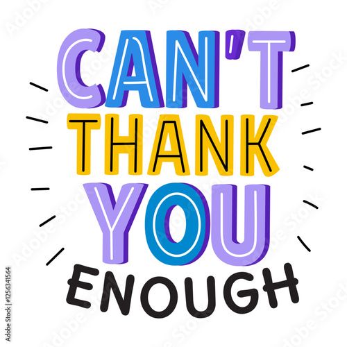 Thanks typography sticker in flat style