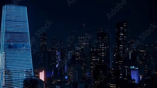 Night Cityscape with Digital Overlay