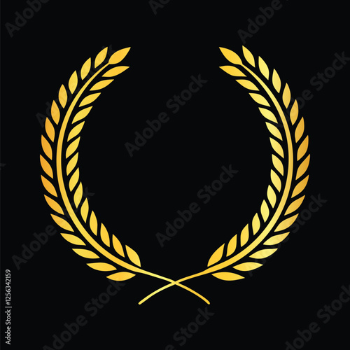 Elegant Circular Golden Laurel Wreath