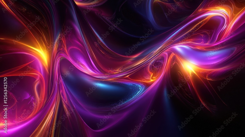 Abstract vibrant swirling neon light waves. Abstract vibrant swirling neon light waves.