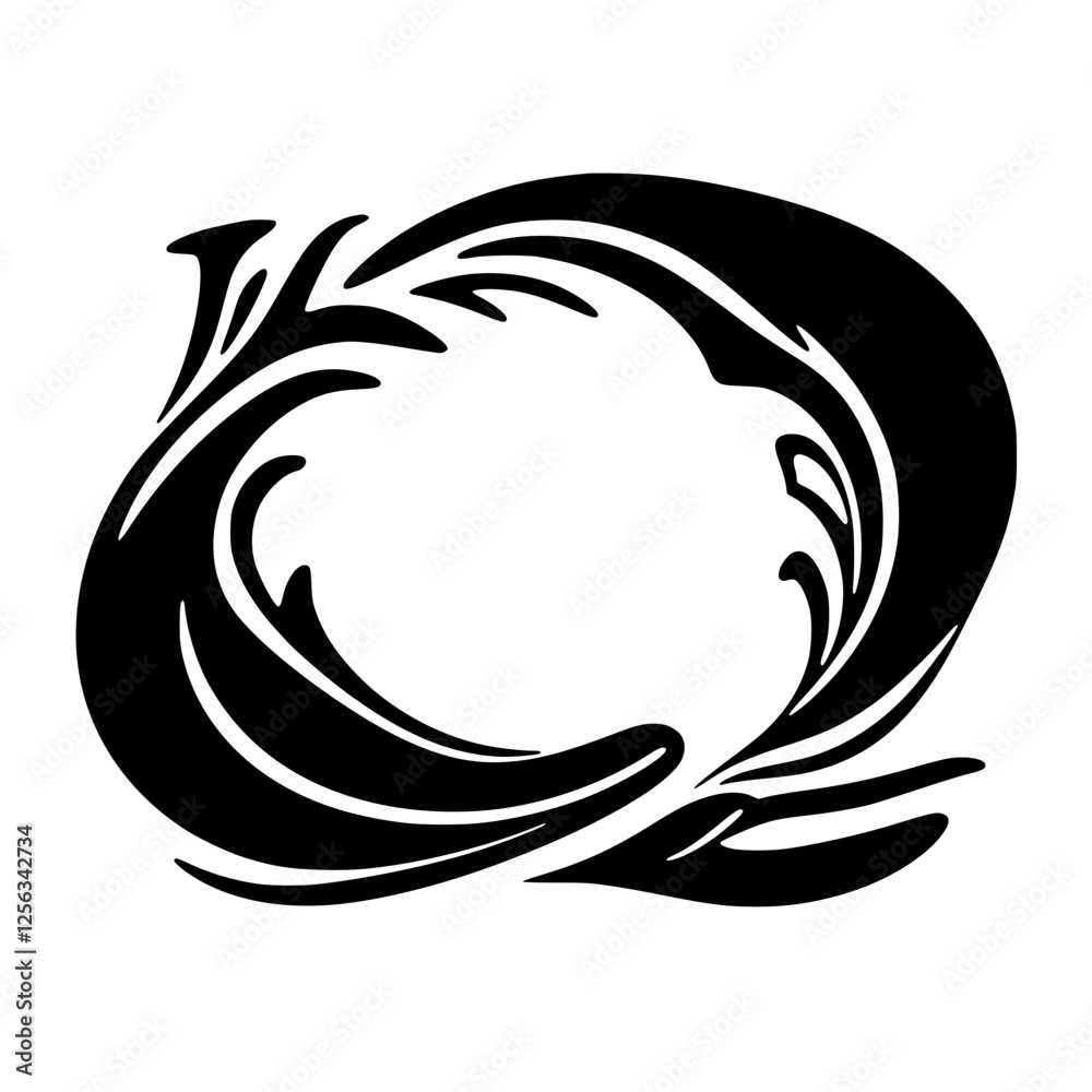 Elegant black and white Art Nouveau style graphic with a decorative flourish border and a central blank space. Elegant black and white Art Nouveau style graphic with a decorative flourish border and a central blank space.