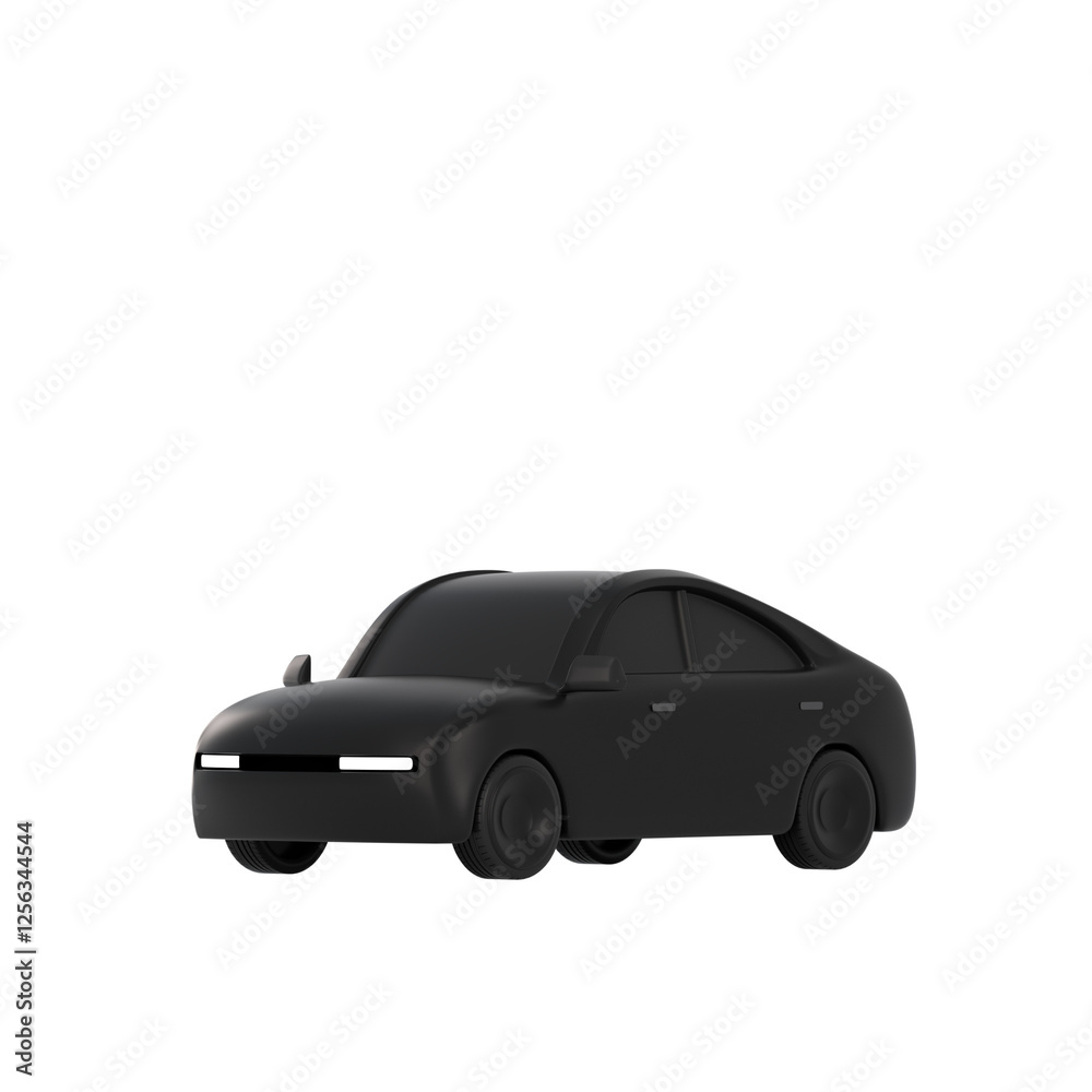 Obraz premium 3D lowpoly black car object icon