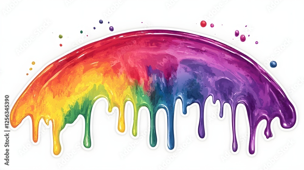 Fototapeta premium Vibrant Liquid Abstract Art with Flowing Rainbow Drips and Splatters