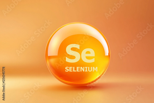Glossy sphere with Selenium symbol