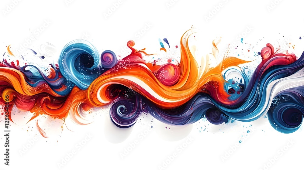 Fototapeta premium Vibrant Abstract Fluid Art Painting with Colorful Splashes and Dynamic Waves