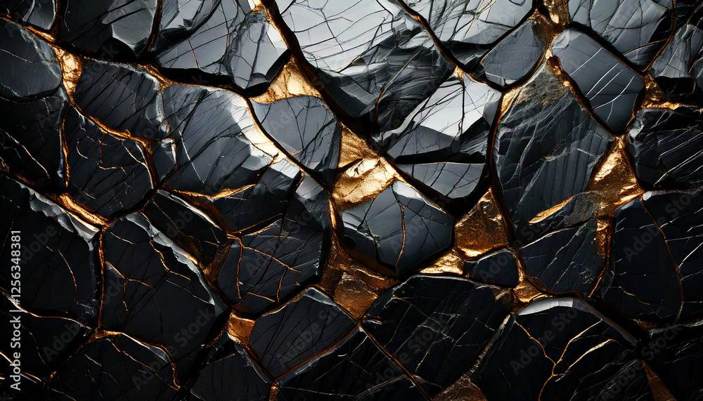 Gold Veins Polygonal Dark Stone Background Gold Veins Polygonal Dark Stone Background