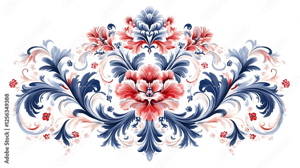 Obraz premium Detailed Floral Ornamental Pattern with Elegant Flourishing Design