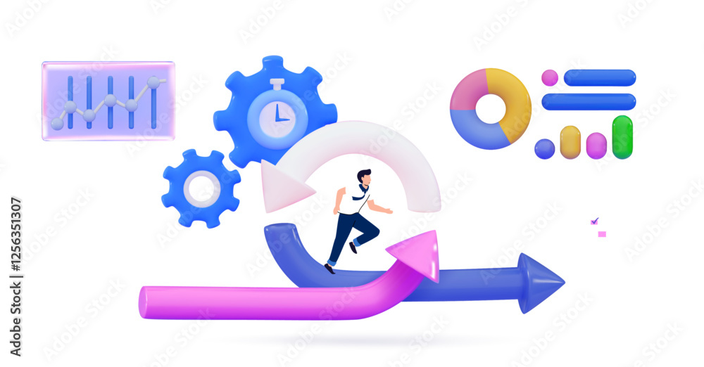 © JulsIst - 3d Agile development decisions methodology business concept Agile life rule cycle for software development diagram SCRUM