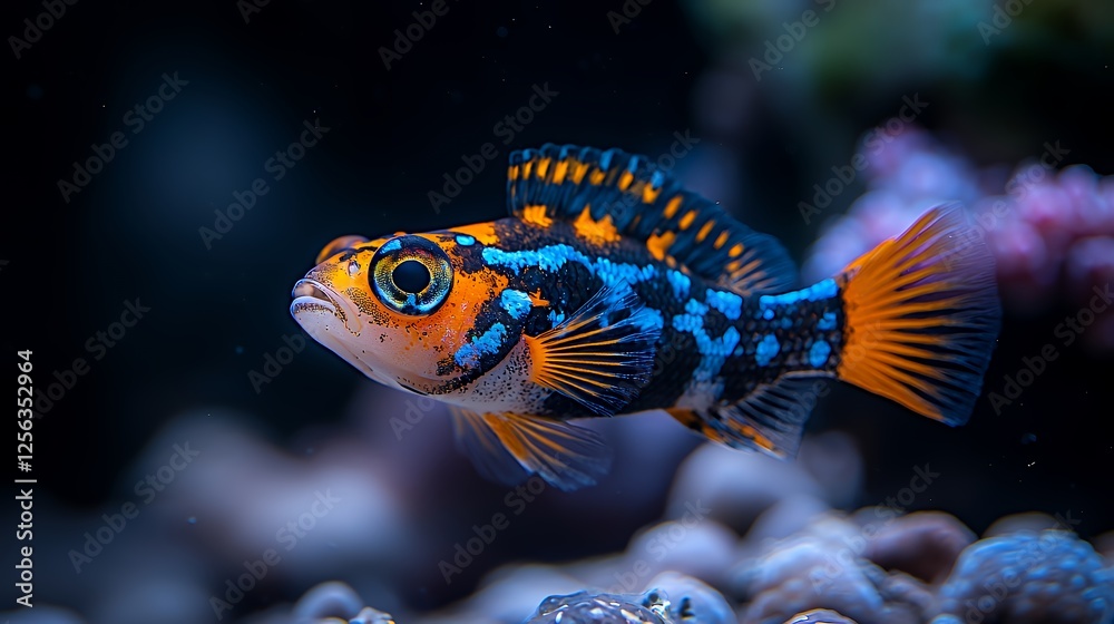 Fototapeta premium Colorful Fish Swimming in Aquarium with Vibrant Markings and Patterns