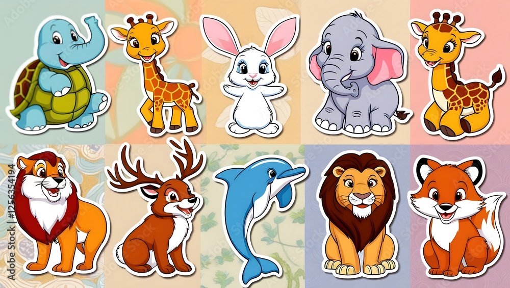 Fototapeta premium animal character sticker vector design