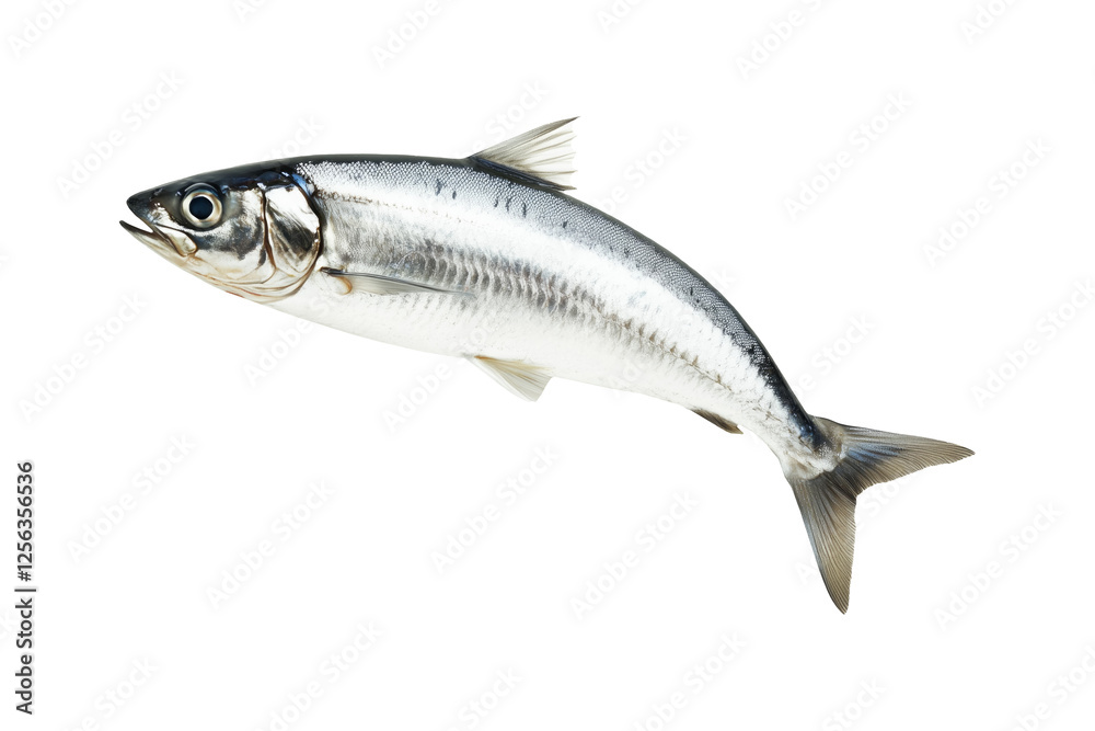Fresh sardine fish with detailed scales and fins isolated on white transparent background, symbolizing seafood Fresh sardine fish with detailed scales and fins isolated on white transparent background, symbolizing seafood