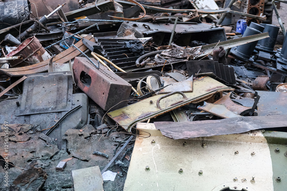 A pile of scrap metal. Old iron waste A pile of scrap metal. Old iron waste