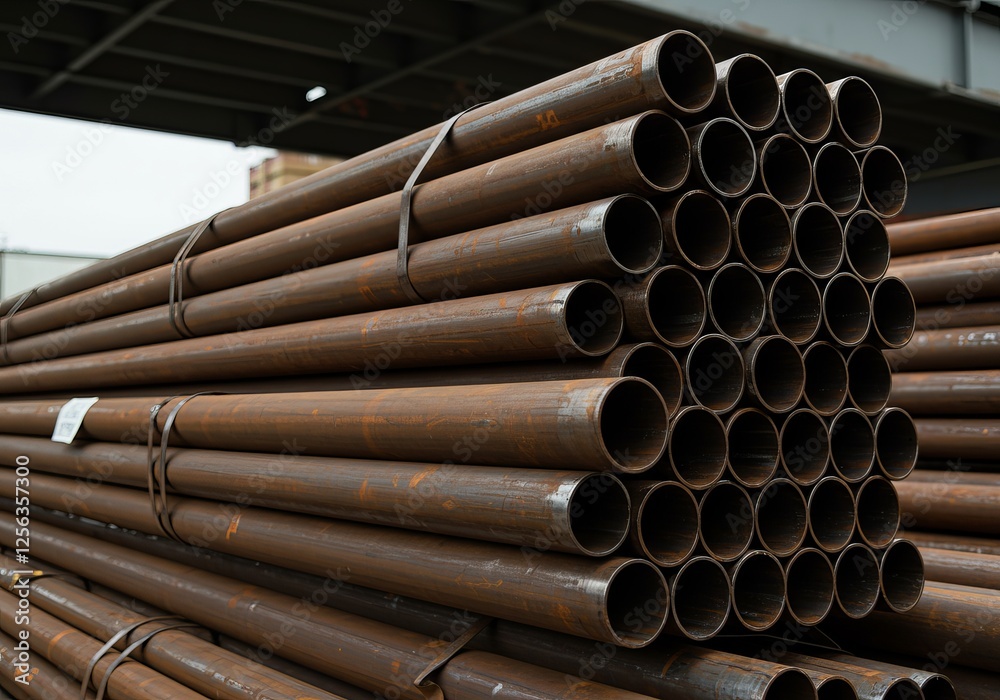 stack of industrial steel tubes stack of industrial steel tubes