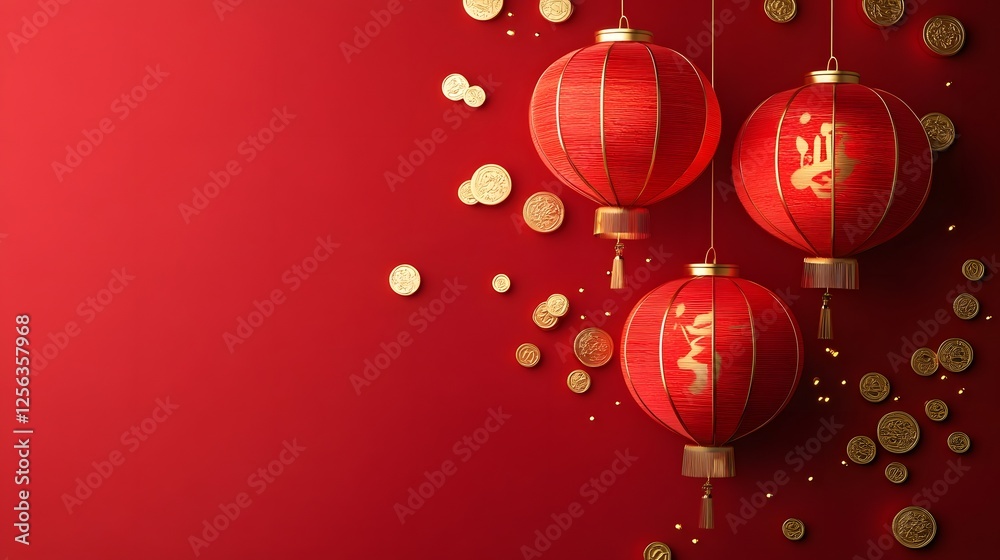 Hanging Chinese Red Lanterns for Lunar New Year Hanging Chinese Red Lanterns for Lunar New Year