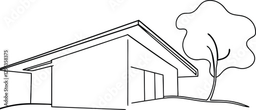 Modern House Design Sketch Simple Ranch Style Home Drawing