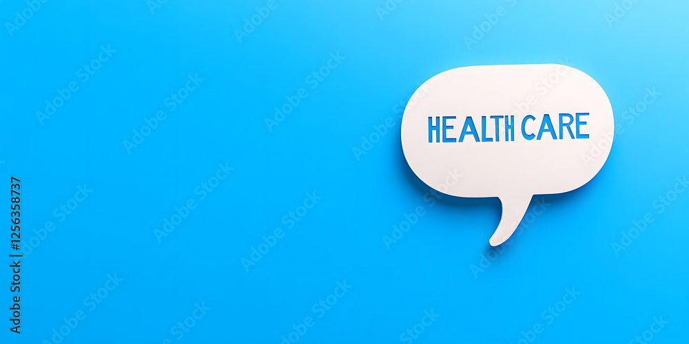 Healthcare Message: A white speech bubble with Healthcare Message: A white speech bubble with