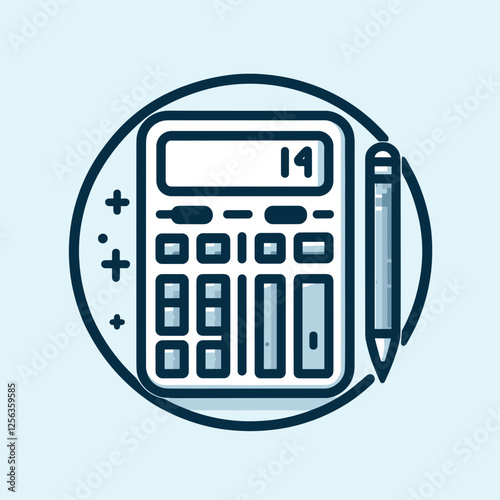 Stylized calculator and pen icon representing accounting and financial calculations
