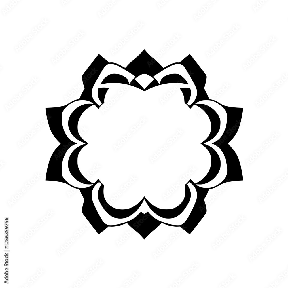 Black and White Symmetric Floral Design with a Central Empty Space for Text. Black and White Symmetric Floral Design with a Central Empty Space for Text.