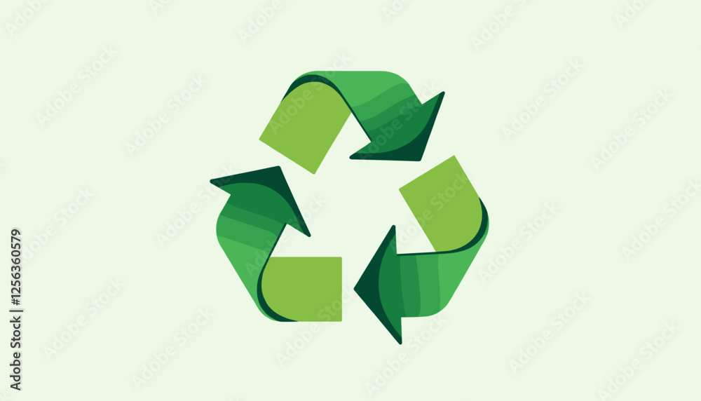 Green recycling symbol in modern flat design on light background representing sustainability Green recycling symbol in modern flat design on light background representing sustainability