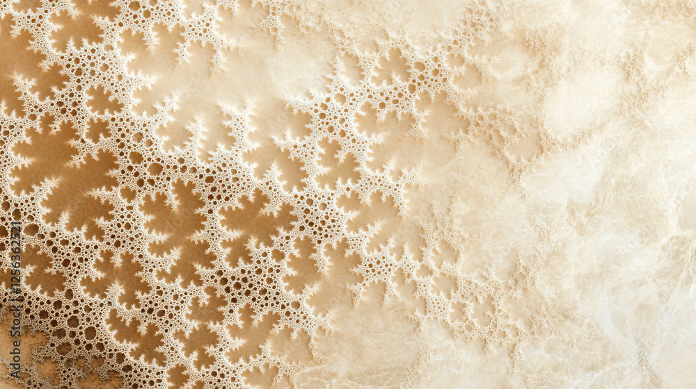 Abstract fractal pattern on a light beige marble surface