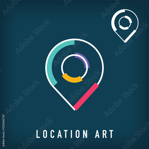 Modern colorful and linear location logo design. Creative map and destination design, corporate identity. vector