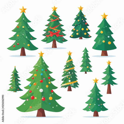 christmas tree,christmas tree logo,new year,decorated christmas tree with ornaments, garlands and stars,vector illustration.	
