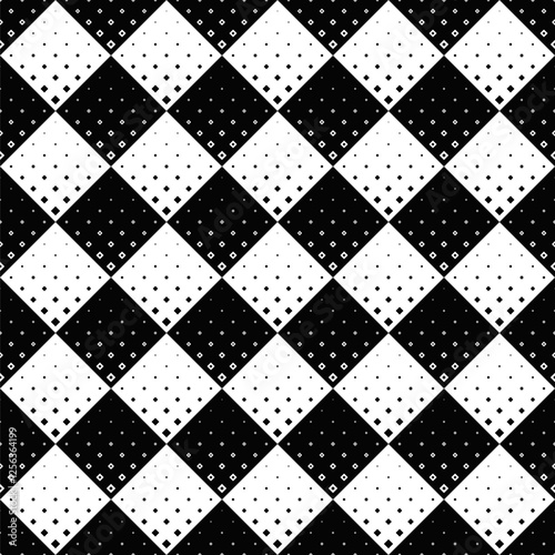 Seamless black and white abstract square pattern background - geometrical monochrome vector graphic design