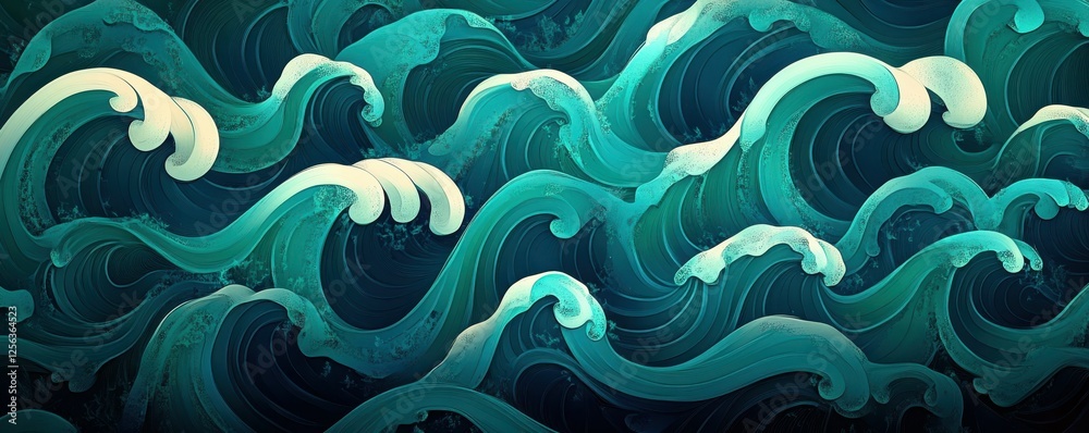 Vibrant ocean waves with dynamic brushstrokes in a turquoise palette Vibrant ocean waves with dynamic brushstrokes in a turquoise palette