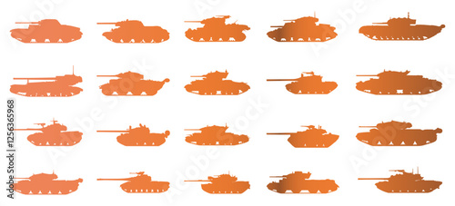 Tank army icon collection