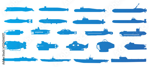 Submarine and submersible icon collection