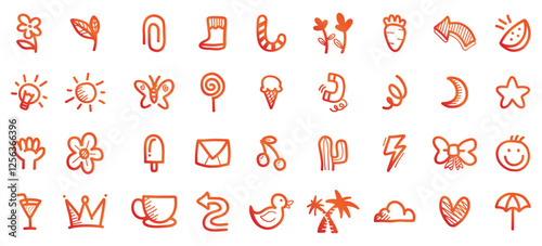 Hand-drawn doodle icon collection 