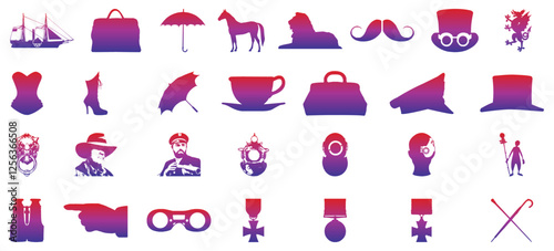 Steampunk icon bundle. Classic icon and steampunk icon set