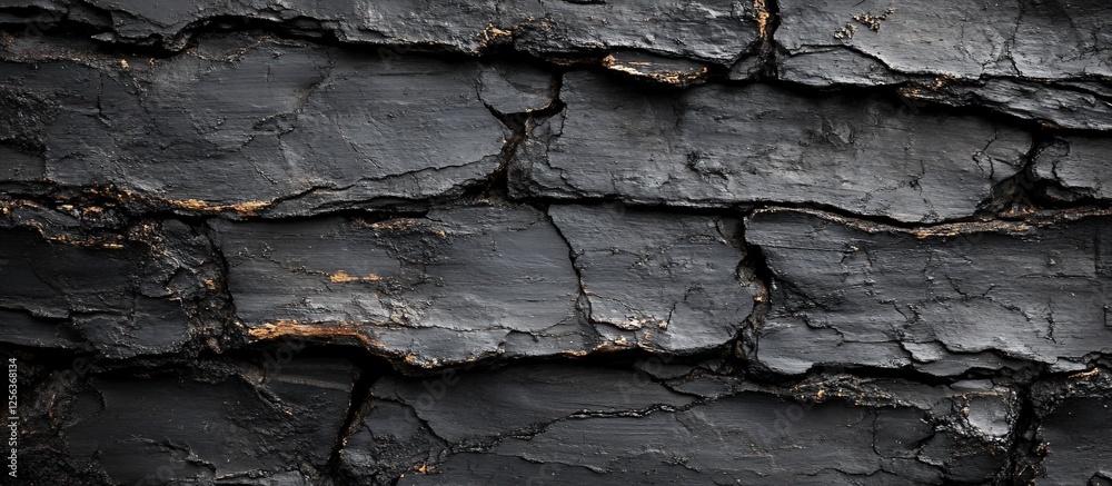 Obraz premium Textured blackened wood surface with deep grooves and subtle highlights, perfect for backgrounds