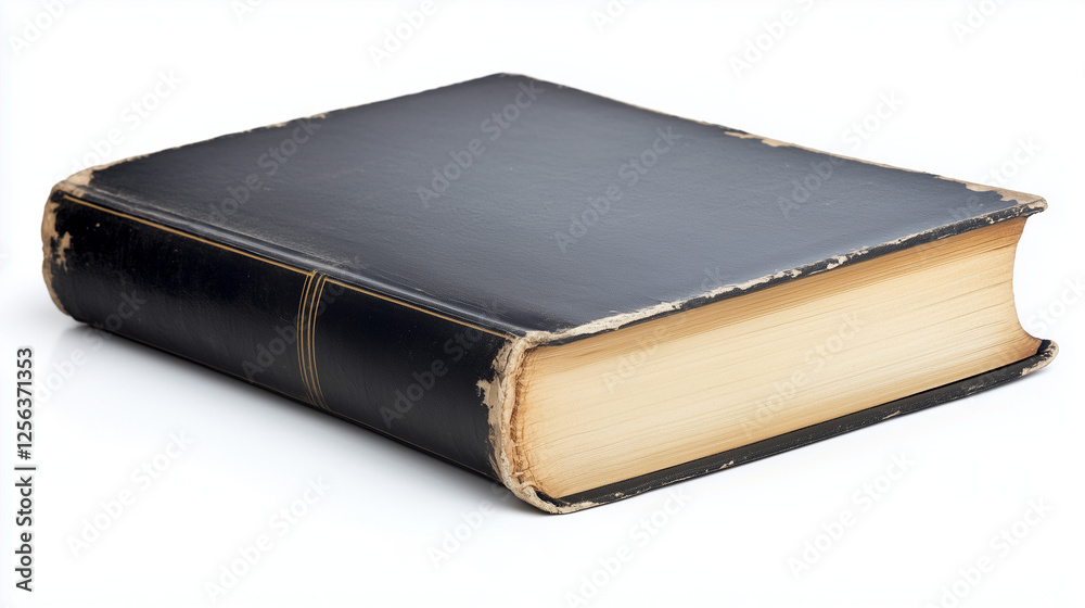 A black hardcover book, closed on a white background A black hardcover book, closed on a white background