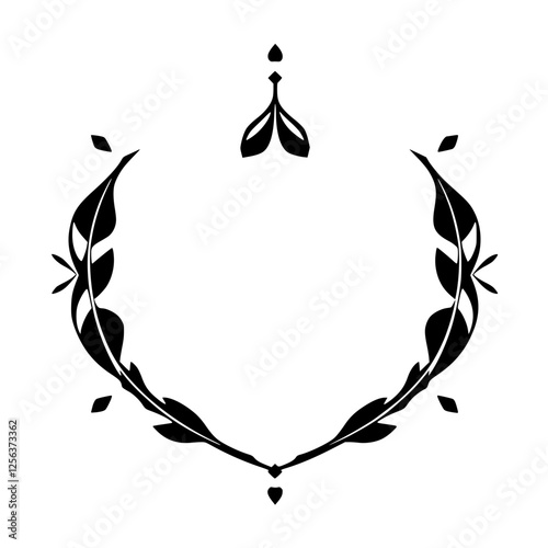 A minimalistic, black-and-white, symmetrical, and floral ornate frame, in a minimalist style.
