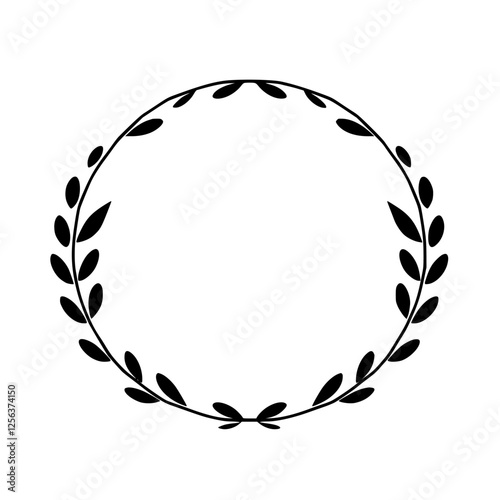 Black and White Minimalist Floral Frame Illustration on White Background
