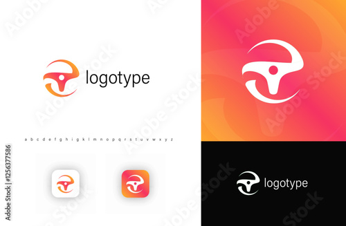 Abstract circular steering wheel logo, symbolizing motion, control, and innovation. Ideal for automotive brands, driving services, transportation, and mobility startups. Vector illustration.