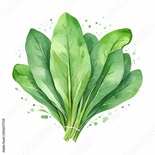 A fresh spinach collection with green leaves, seeds, and a bunch of greens isolated on a white background. Perfect for healthy eating, vegetarian dishes, and nutrition-based designs.