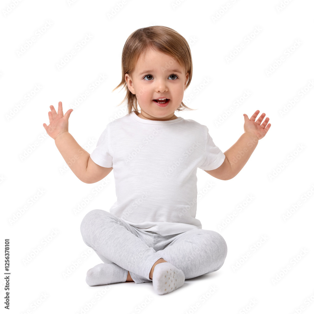 Cute little baby girl on white background Cute little baby girl on white background