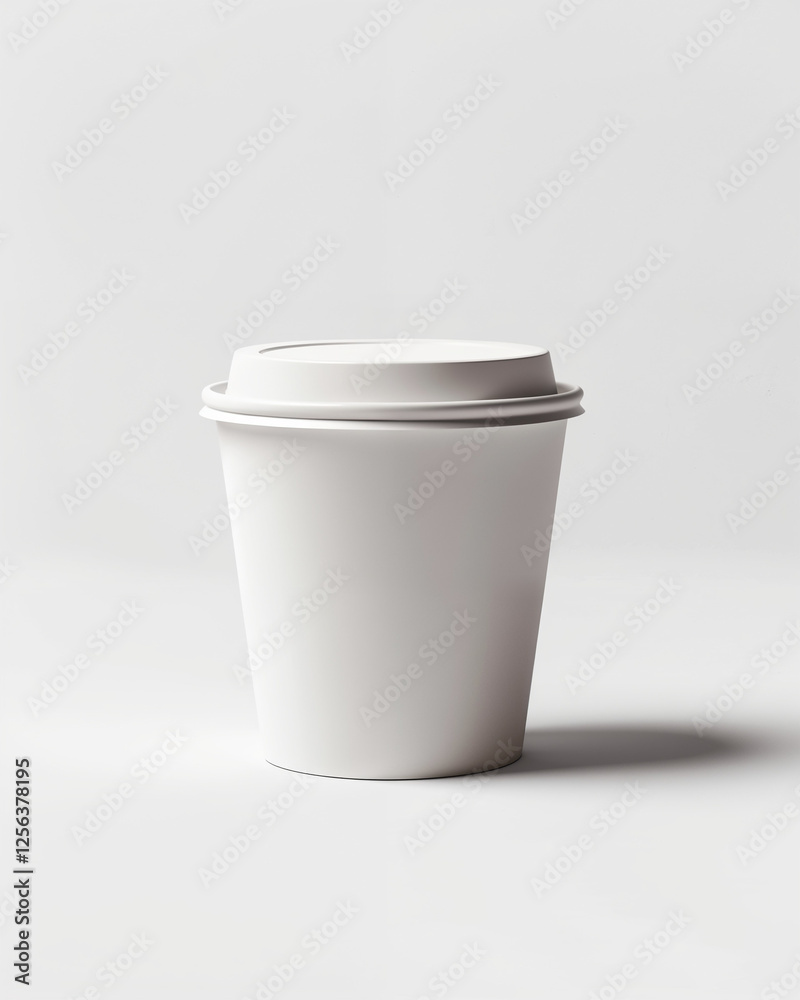 Empty white disposable coffee cup on a plain background waiting for a hot beverage Empty white disposable coffee cup on a plain background waiting for a hot beverage