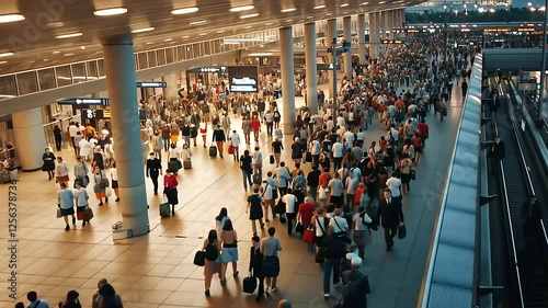 Wallpaper Mural Time-Lapse of Busy Airport Terminal with People Moving to Gates Torontodigital.ca