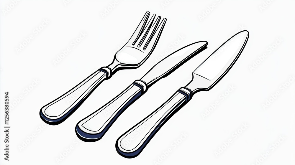 A Simple Illustration Of A Fork And Two Knives