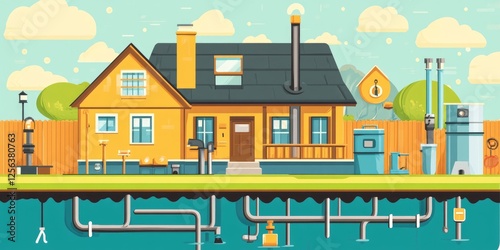 Infographic of Residential Drainage and Sewer System: Understanding Pipes, Gutters, and Home Drain Solutions