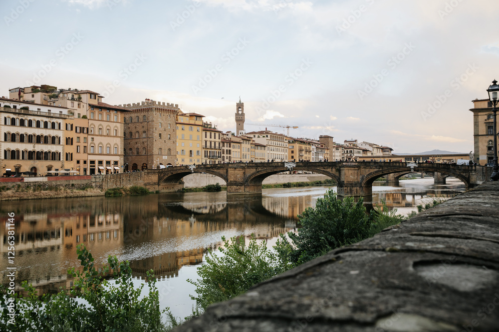 Fototapeta premium Timeless Florence: The Arno River and Its Historic Bridges